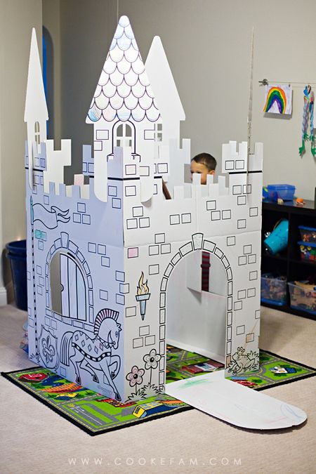 colour in cardboard princess castle